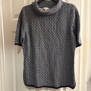 Talbots Navy and White Cowl Neck Sweater
